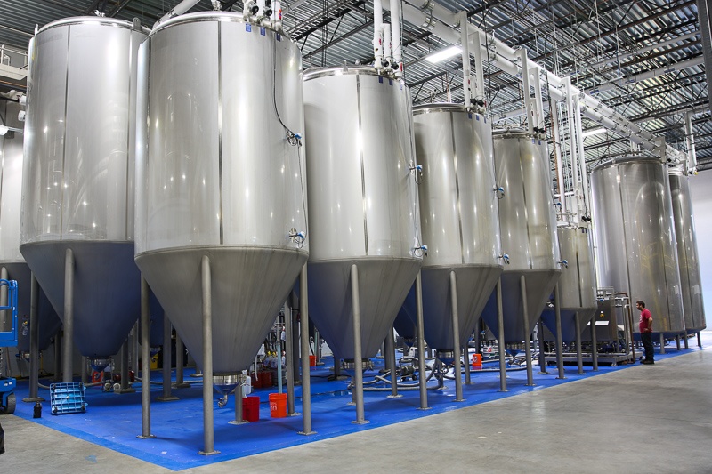 Fermenters in a 50BBL brewhouse
